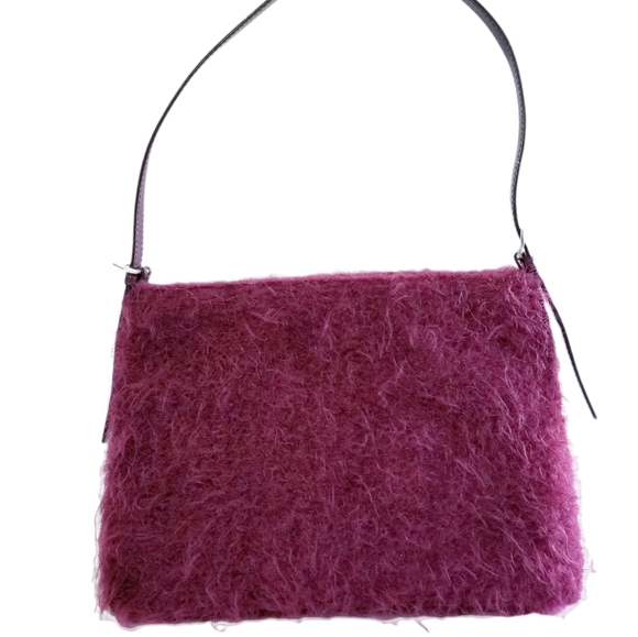 MAXX NY Curly Maroon Angora Fur Handbag NWOT - Picture 3 of 9